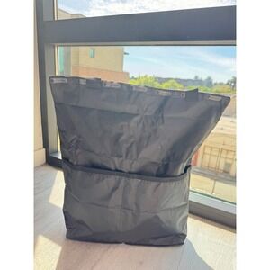 LeSportsac Black Packable Tote Bag Ripstop Nylon Folding Travel Shopping Bag